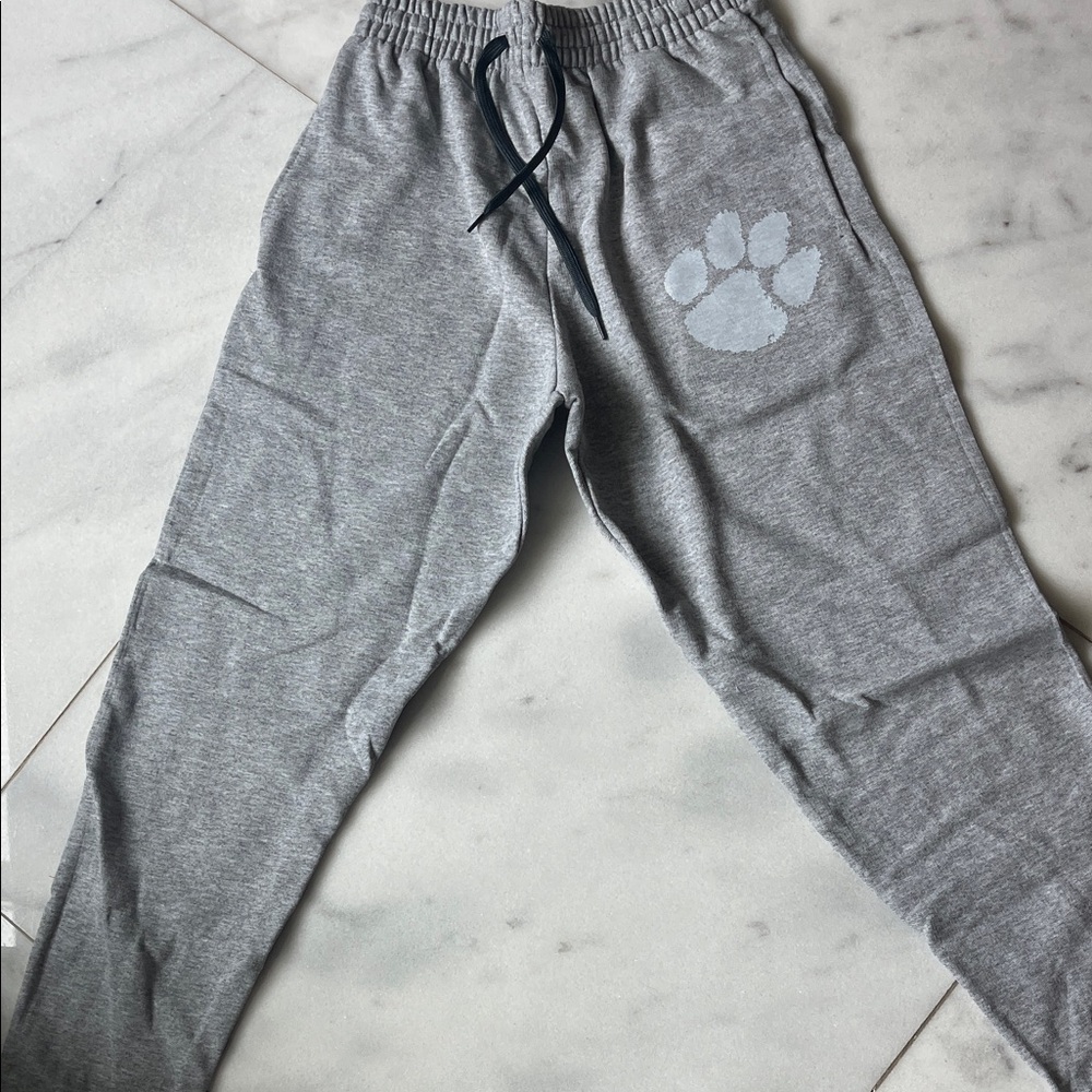 Gray Men's Jogger Sweatpants with Clemson Paw Graphic